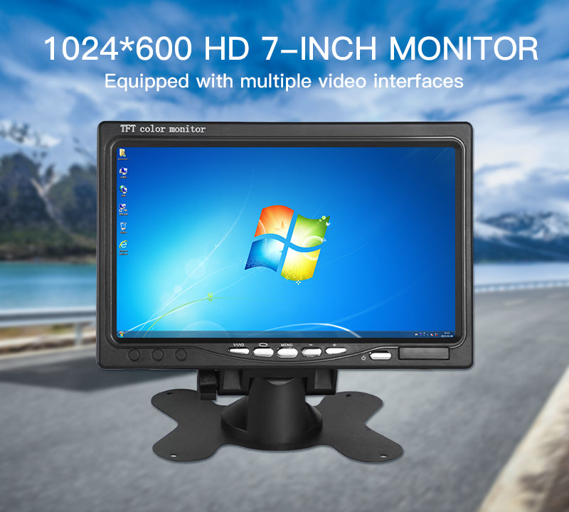 7inch TFT LCD Color Monitor for Truck Car with AV VGA HDMI Input Supports AHD 1080p Display and Audio Playback Function