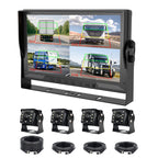 10.1 Inch 4CH Mode Backup Camera System with 4 Cameras 120-170 Wide Angle for Car & Truck Rearview Bsd System Monitor