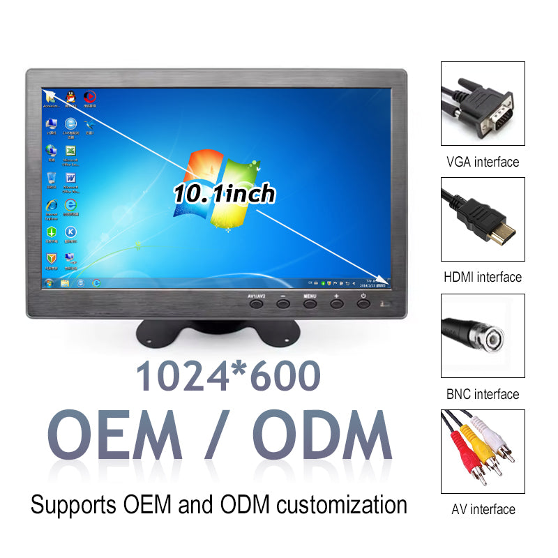 Truck 10.1inch Vehicle Monitor with AV VGA HDMI Inputs AHD 1080P TFT LCD Display MP3 MP4 Playback OEM ODM Supported