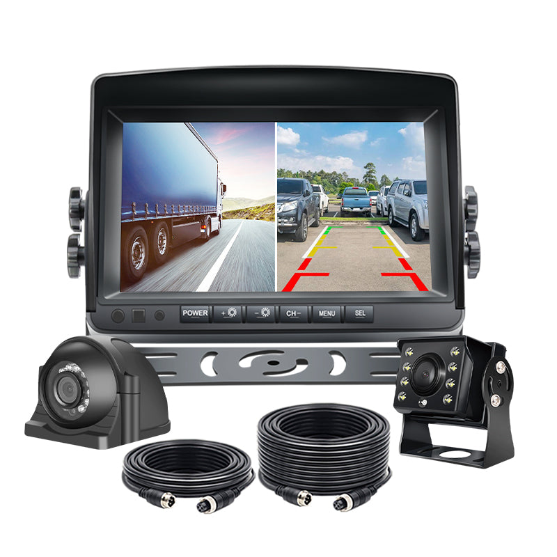 Truck 7inch Monitor Solution HD IPS Recorder Monitor 2channel AHD 1080P Waterproof Cameras SD Storage Video Recorder Monitor