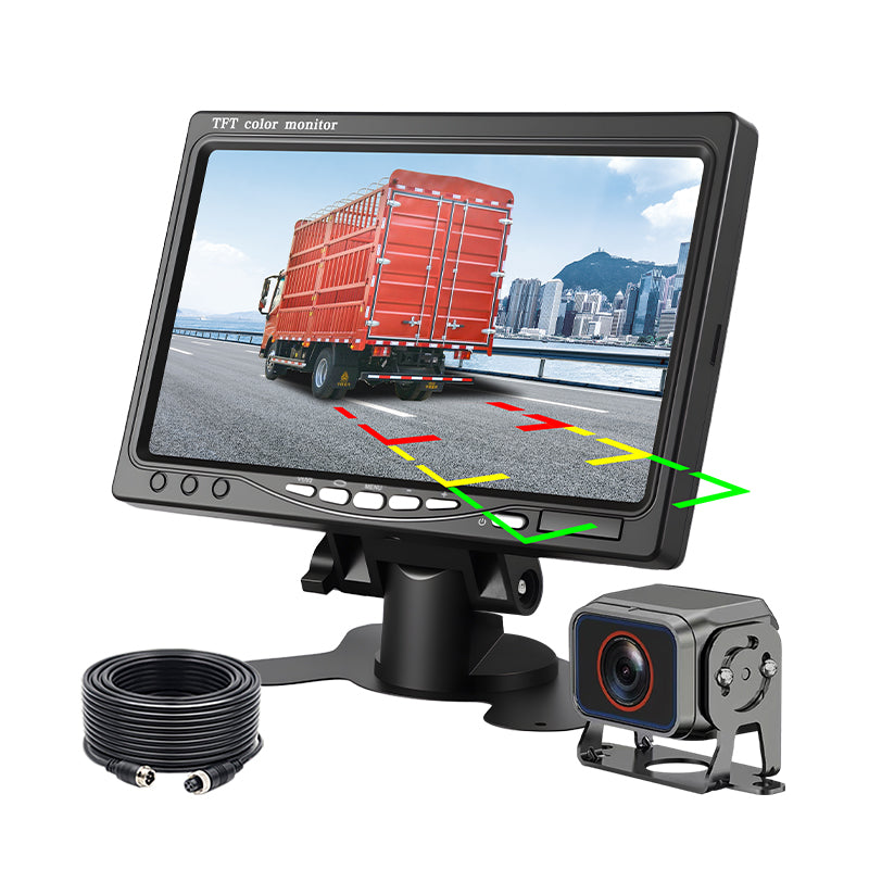 Truck Reversing Monitor Camera Kit 2channel 7inch IPS Screen Reverse Line AHD 1080p Waterproof Camera for Truck Lorry Bus