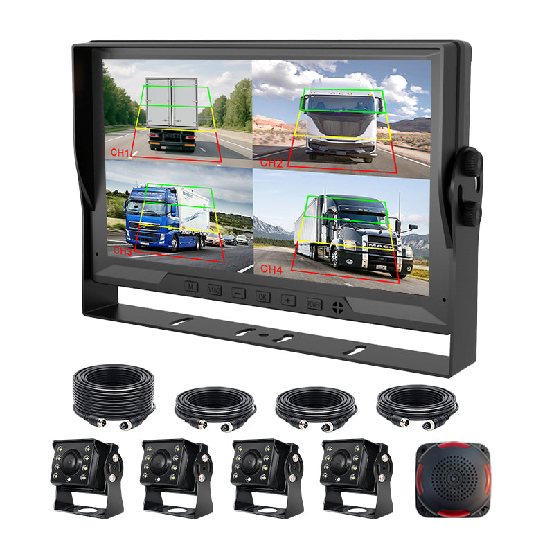 4channel BSD Monitor Solution 10.1inch Monitor 4 Cameras with Buzzer Real-time BSD Sound and Light Alarm for Truck Lorry Bus