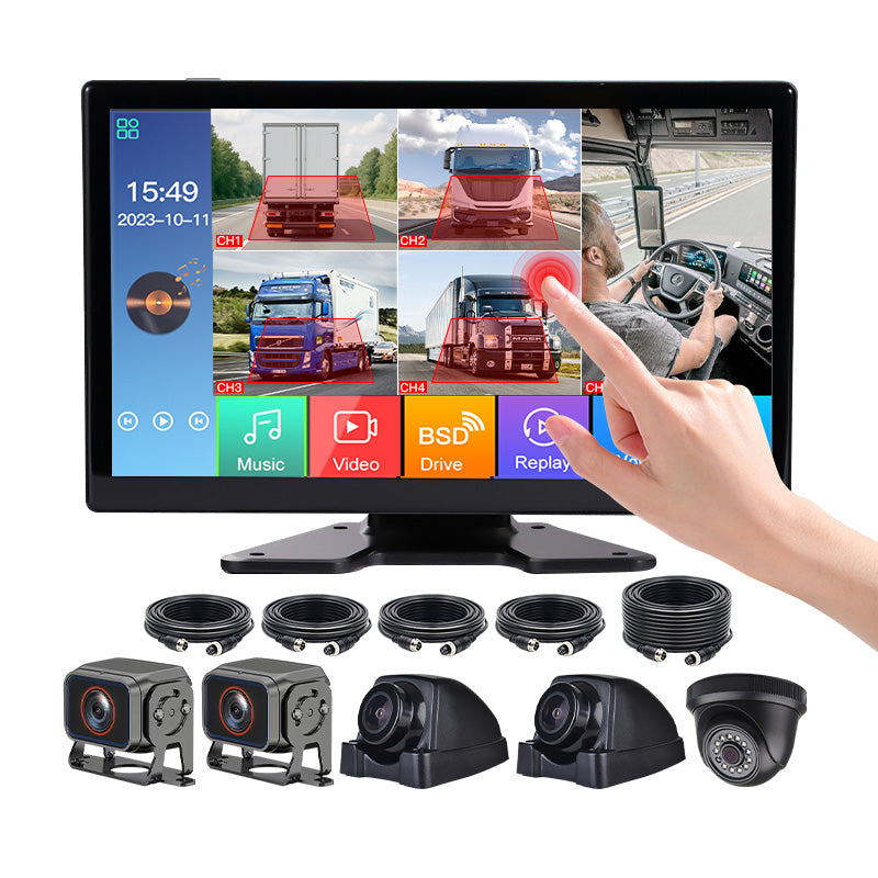 10.1 Inch Touch Screen 5CH BSD Monitor Solution with 4AI Camera 1Cabin Camera Real-Time Blind Spot Detection System Truck Lorry