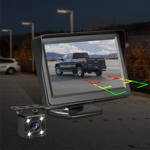 4.3inch RGB Monitor System with CVBS Waterproof Camera Reversing Aid Auto Rear View Suitable for Trucks Buses Lorries