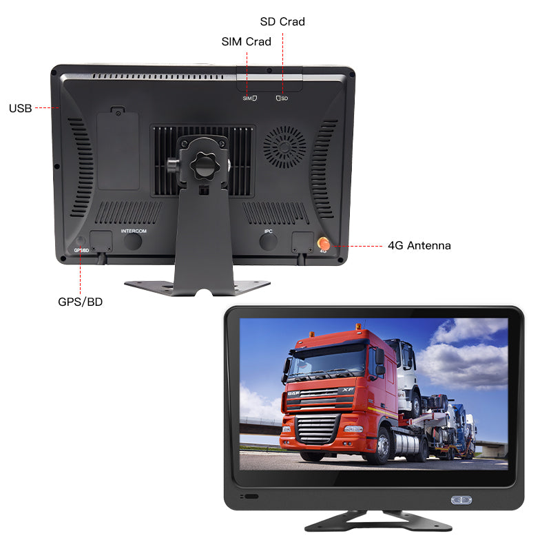 10.1inch 5channel AI Monitor Solution ADAS DMS 3channel BSD 4G GPS Remote Access Real Time Monitoring for Truck Bus Lorry