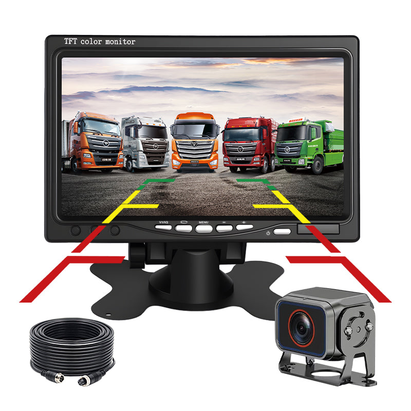 Truck Reversing Monitor Camera Kit 2channel 7inch IPS Screen Reverse Line AHD 1080p Waterproof Camera for Truck Lorry Bus