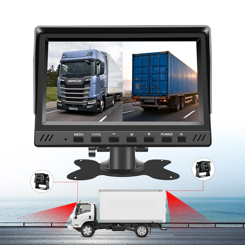 7inch IPS Recorder Monitor Dual Split Screen Solution Loop Recording 2 AHD 1080p Waterproof Night Vision Cameras for Truck Bus