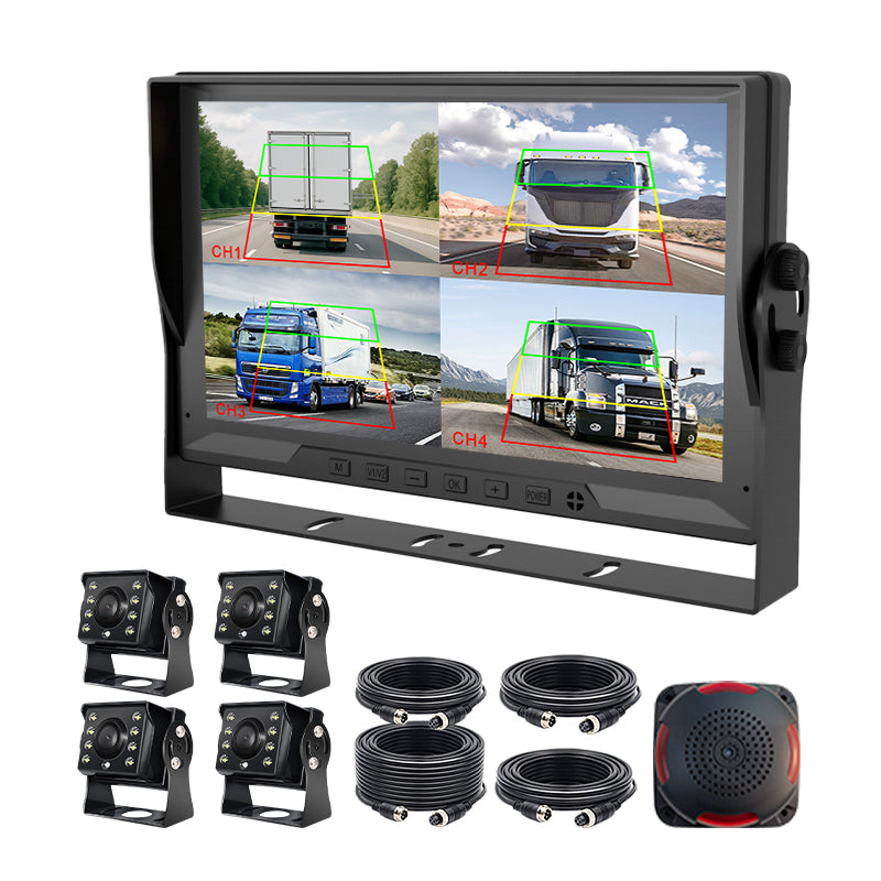 4channel BSD Monitor Solution 10.1inch Monitor 4 Cameras with Buzzer Real-time BSD Sound and Light Alarm for Truck Lorry Bus