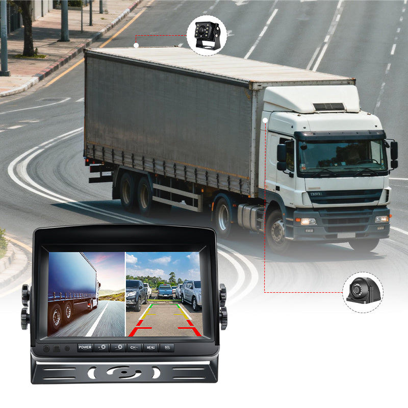 Truck 7inch Monitor Solution HD IPS Recorder Monitor 2channel AHD 1080P Waterproof Cameras SD Storage Video Recorder Monitor
