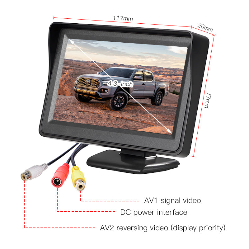 4.3inch RGB Monitor System with CVBS Waterproof Camera Reversing Aid Auto Rear View Suitable for Trucks Buses Lorries