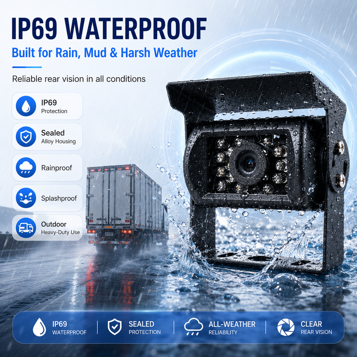 EhMini 1080P AHD Wide View Angle Waterproof Camera School Bus Rearview Car Truck Dash Night Vicle Rear View Ahd Auto Camera