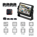 7inch AI BSD Monitor Solution 4channel with 4 AHD 1080p Cameras Real Time Blind Spot Detection with Buzzer Sound and Light Alarm