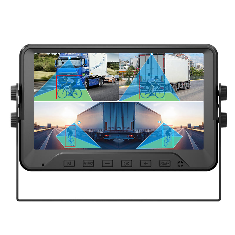 4channel AI BSD Monitor Solution 7inch IPS HD Monitor 4 Cameras Real-time Blind Spot Detection for Truck Bus Lorry