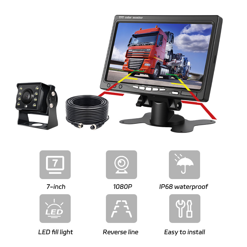 7inch Reversing Monitor Camera Solution 2channel IPS Screen AHD Waterproof Camera Revering Aid Solution for Truck Lorry Bus