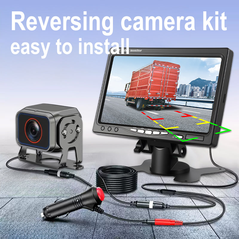 Truck Reversing Monitor Camera Kit 2channel 7inch IPS Screen Reverse Line AHD 1080p Waterproof Camera for Truck Lorry Bus