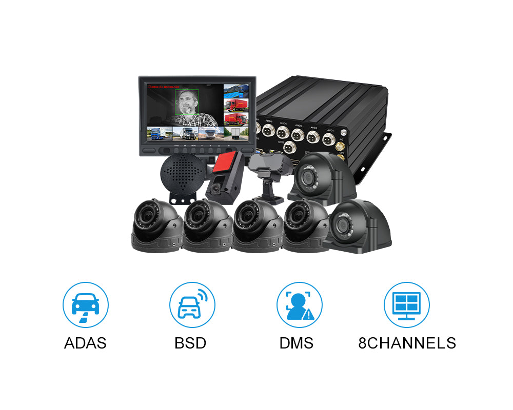 8CH Vehicle DMS+ADAS+L/R BSD 4G GPS DVR System